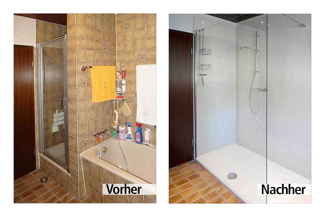 nachher vorher modernisieren dusche badsanierung teilsanierung badezimmer renovieren lassen kohl sanierung wanne modernisierung raus anstehende rein pflegeleichte inspirieren wandverkleidung galerie